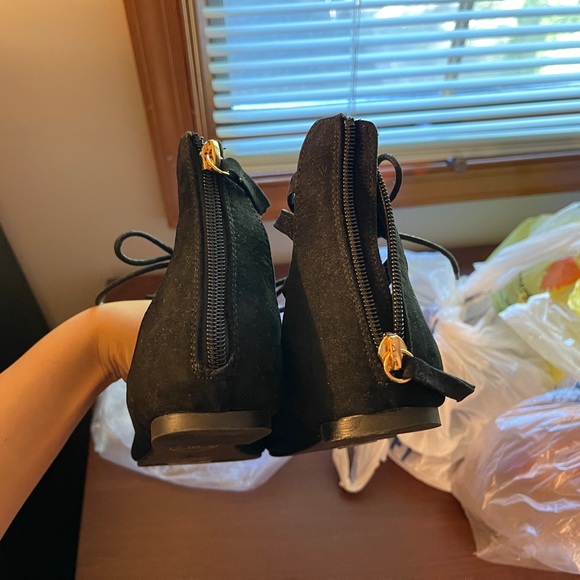 Missguided Black Lace Up Look Flats with Zip Up Back - Picture 4 of 6